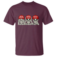 See No Crimes Hear No Truth Speak No Facts Skeletons T Shirt Political Satire Three Wise Monkeys Graphic
