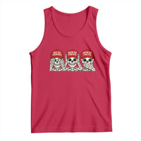 See No Crimes Hear No Truth Speak No Facts Skeletons Tank Top Political Satire Three Wise Monkeys Graphic