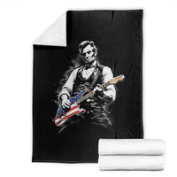 Rockin Abe Abraham Lincoln Playing Electric Guitar Throw Blanket Patriotic Music Rocker Mashup 4th of July Celebration