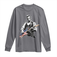 Rockin Abe Abraham Lincoln Playing Electric Guitar Long Sleeve Shirt Patriotic Music Rocker Mashup 4th of July Celebration