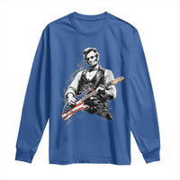 Rockin Abe Abraham Lincoln Playing Electric Guitar Long Sleeve Shirt Patriotic Music Rocker Mashup 4th of July Celebration
