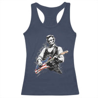 Rockin Abe Abraham Lincoln Playing Electric Guitar Racerback Tank Top Patriotic Music Rocker Mashup 4th of July Celebration
