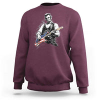 Rockin Abe Abraham Lincoln Playing Electric Guitar Sweatshirt Patriotic Music Rocker Mashup 4th of July Celebration