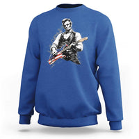 Rockin Abe Abraham Lincoln Playing Electric Guitar Sweatshirt Patriotic Music Rocker Mashup 4th of July Celebration