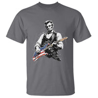 Rockin Abe Abraham Lincoln Playing Electric Guitar T Shirt Patriotic Music Rocker Mashup 4th of July Celebration