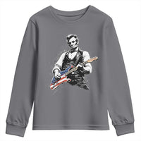 Rockin Abe Abraham Lincoln Playing Electric Guitar Youth Sweatshirt Patriotic Music Rocker Mashup 4th of July Celebration