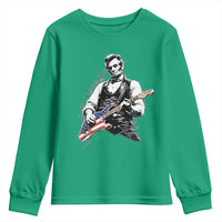 Rockin Abe Abraham Lincoln Playing Electric Guitar Youth Sweatshirt Patriotic Music Rocker Mashup 4th of July Celebration