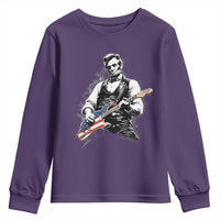 Rockin Abe Abraham Lincoln Playing Electric Guitar Youth Sweatshirt Patriotic Music Rocker Mashup 4th of July Celebration