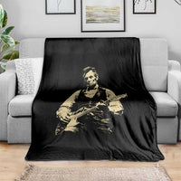 Vintage Rockin Abe Abraham Lincoln Playing Electric Guitar Throw Blanket Patriotic Music Rocker Mashup 4th of July Celebration
