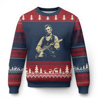 Vintage Rockin Abe Abraham Lincoln Playing Electric Guitar Ugly Christmas Sweater Patriotic Music Rocker Mashup 4th of July Celebration
