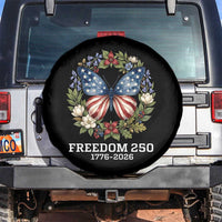 Freedom 250 Years American Flag Butterfly Spare Tire Cover Floral Wreath Patriotic 1776-2026 Semiquincentennial Celebration