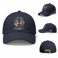 Freedom 250 Years American Flag Butterfly Baseball Cap Floral Wreath Patriotic 1776-2026 Semiquincentennial Celebration