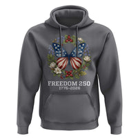 Freedom 250 Years American Flag Butterfly Hoodie Floral Wreath Patriotic 1776-2026 Semiquincentennial Celebration