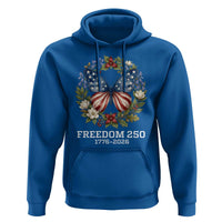 Freedom 250 Years American Flag Butterfly Hoodie Floral Wreath Patriotic 1776-2026 Semiquincentennial Celebration