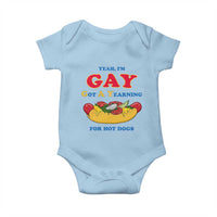 Yeah I’m GAY Got A Yearning For Hot Dogs Baby Onesie Funny Foodie Humor Retro Graphic