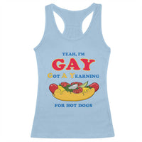 Yeah I’m GAY Got A Yearning For Hot Dogs Racerback Tank Top Funny Foodie Humor Retro Graphic