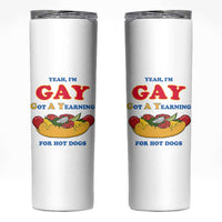 Yeah I’m GAY Got A Yearning For Hot Dogs Skinny Tumbler Funny Foodie Humor Retro Graphic