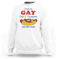 Yeah I’m GAY Got A Yearning For Hot Dogs Sweatshirt Funny Foodie Humor Retro Graphic
