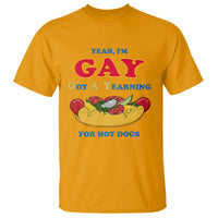 Yeah I’m GAY Got A Yearning For Hot Dogs T Shirt Funny Foodie Humor Retro Graphic