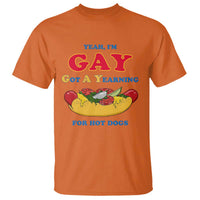 Yeah I’m GAY Got A Yearning For Hot Dogs T Shirt Funny Foodie Humor Retro Graphic