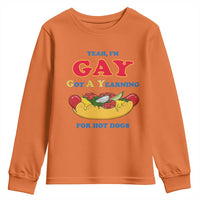 Yeah I’m GAY Got A Yearning For Hot Dogs Youth Sweatshirt Funny Foodie Humor Retro Graphic