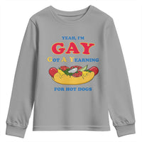 Yeah I’m GAY Got A Yearning For Hot Dogs Youth Sweatshirt Funny Foodie Humor Retro Graphic