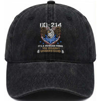 DD-214 Its A Veteran Thing You Wouldnt Understand Washed Cotton Baseball Cap Patriotic American Eagle Military Pride Graphic