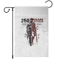 250 Years of Courage Commemorative Patriotic Soldier Garden Flag American Revolution to Modern Military 1776 to 2026 Semiquincentennial