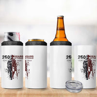 250 Years of Courage Commemorative Patriotic Soldier 4 in 1 Can Cooler Tumbler American Revolution to Modern Military 1776 to 2026 Semiquincentennial