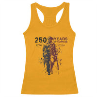 250 Years of Courage Commemorative Patriotic Soldier Racerback Tank Top American Revolution to Modern Military 1776 to 2026 Semiquincentennial