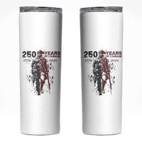 250 Years of Courage Commemorative Patriotic Soldier Skinny Tumbler American Revolution to Modern Military 1776 to 2026 Semiquincentennial