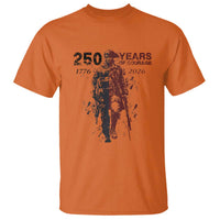 250 Years of Courage Commemorative Patriotic Soldier T Shirt American Revolution to Modern Military 1776 to 2026 Semiquincentennial