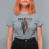 250 Years of Courage Commemorative Patriotic Soldier T Shirt For Women American Revolution to Modern Military 1776 to 2026 Semiquincentennial