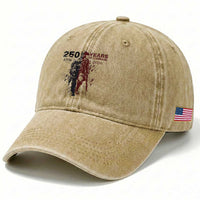 250 Years of Courage Commemorative Patriotic Soldier Washed Cotton Baseball Cap American Revolution to Modern Military 1776 to 2026 Semiquincentennial