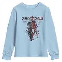250 Years of Courage Commemorative Patriotic Soldier Youth Sweatshirt American Revolution to Modern Military 1776 to 2026 Semiquincentennial