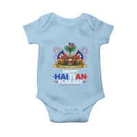 Happy Haitian Flag Day May 18 Heritage Celebration Baby Onesie L'Union Fait La Force Coat Of Arms Fireworks