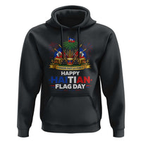 Happy Haitian Flag Day May 18 Heritage Celebration Hoodie L'Union Fait La Force Coat Of Arms Fireworks