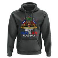 Happy Haitian Flag Day May 18 Heritage Celebration Hoodie L'Union Fait La Force Coat Of Arms Fireworks