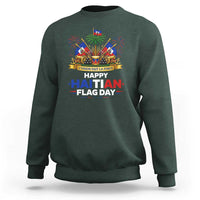 Happy Haitian Flag Day May 18 Heritage Celebration Sweatshirt L'Union Fait La Force Coat Of Arms Fireworks