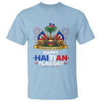 Happy Haitian Flag Day May 18 Heritage Celebration T Shirt L'Union Fait La Force Coat Of Arms Fireworks