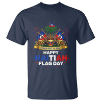 Happy Haitian Flag Day May 18 Heritage Celebration T Shirt L'Union Fait La Force Coat Of Arms Fireworks