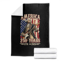 America 250 Years George Washington Rock Star Throw Blanket Funny Electric Guitar Player Vintage American Flag 1776 to 2026 Semiquincentennial
