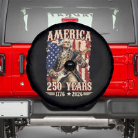 America 250 Years George Washington Rock Star Spare Tire Cover Funny Electric Guitar Player Vintage American Flag 1776 to 2026 Semiquincentennial