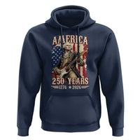 America 250 Years George Washington Rock Star Hoodie Funny Electric Guitar Player Vintage American Flag 1776 to 2026 Semiquincentennial