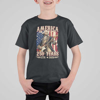 America 250 Years George Washington Rock Star T Shirt For Kid Funny Electric Guitar Player Vintage American Flag 1776 to 2026 Semiquincentennial