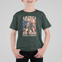 America 250 Years George Washington Rock Star T Shirt For Kid Funny Electric Guitar Player Vintage American Flag 1776 to 2026 Semiquincentennial