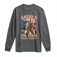 America 250 Years George Washington Rock Star Long Sleeve Shirt Funny Electric Guitar Player Vintage American Flag 1776 to 2026 Semiquincentennial