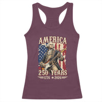 America 250 Years George Washington Rock Star Racerback Tank Top Funny Electric Guitar Player Vintage American Flag 1776 to 2026 Semiquincentennial