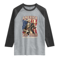 America 250 Years George Washington Rock Star Raglan Shirt Funny Electric Guitar Player Vintage American Flag 1776 to 2026 Semiquincentennial