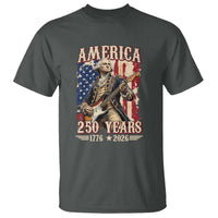 America 250 Years George Washington Rock Star T Shirt Funny Electric Guitar Player Vintage American Flag 1776 to 2026 Semiquincentennial